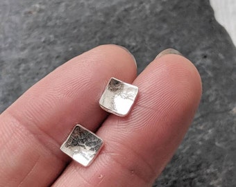 Silver SQUARE STUDS earrings -  Sterling silver stud earrings - Geometric studs for her zh345