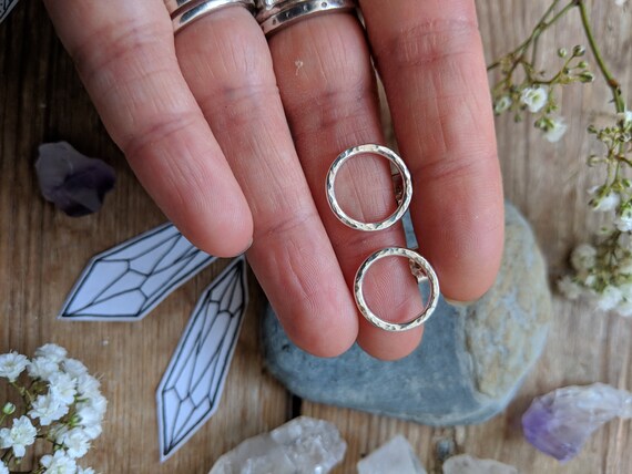 Silver HOOP Stud Earrings, Handmade Silver Chain