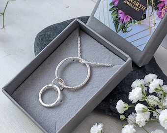 NEW 2-in-1 necklace, Double silver hoop