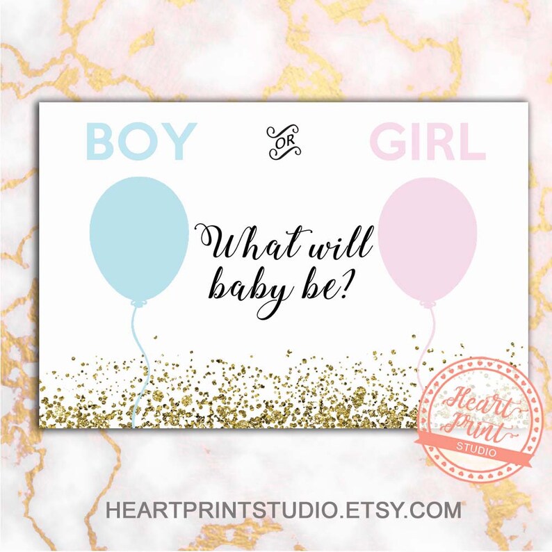 Gender Reveal Poster Balloons Gender Reveal Ideas Gender Etsy Australia