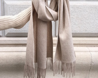 Cashmere scarf /Pashmina /genuine /Italian design /beige scarf /camel scarf /gray scarf /luxury /warm /Women /Men /large /wool cashmere