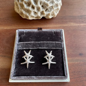 Starfish Earrings, Double Star Stud Earrings, 925 Sterling Silver, Starfish Jewelry