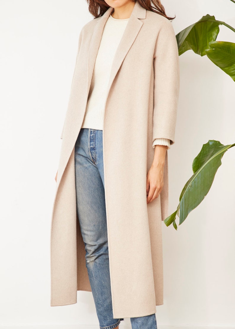 Cashmere Long Belted Coat Cream Coat Navy Blue Coat Cashmere Coat