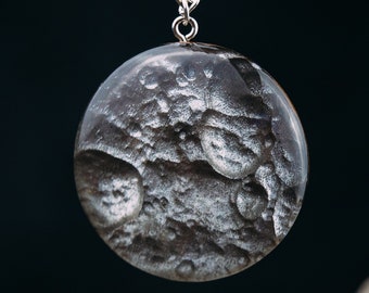 Moon Phase Wood Resin Necklace: Personalized Walnut Pendant