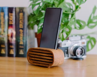 Personalized Wooden Speaker Stand for Cell Phone