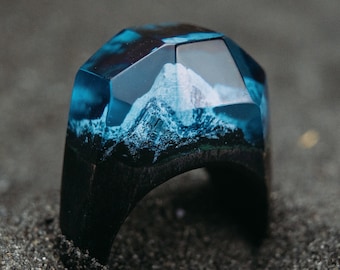 Harz Holzring, Matterhorn Berg Ring, Holz Resin Schmuck, Holz Ring Frauen, Epoxidharz Ring Jahrestag Geschenk für Sie