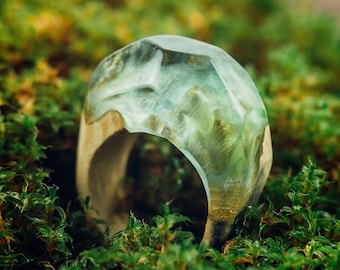 Bague en bois en résine, bague personnalisée unique, cadeaux d'anniversaire personnalisés