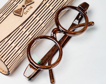 Wooden Reading Glasses with Copper Inlay - Handmade Eyewear