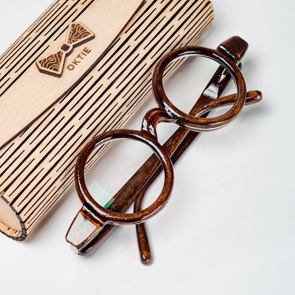 Wooden Reading Glasses with Copper Inlay - Handmade Eyewear