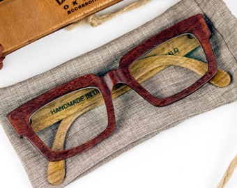 Red Wooden Glasses Frame, Blue Light Blocking Wood Eyeglasses, Wood Eyewear, Reading Glasses, Eyeglasses Frame