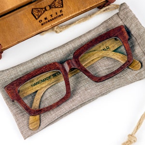 Red Wooden Glasses Frame, Blue Light Blocking Wood Eyeglasses, Wood Eyewear, Reading Glasses, Eyeglasses Frame