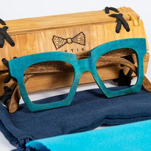 Teal Wooden Glasses, Wood Eyeglasses, Blue Light Blocking Computer Glasses, Reading Glasses, Eyeglasses Frame Made in Ukraine