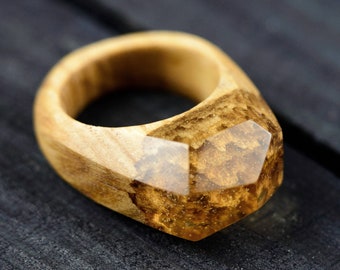 Minimalist Jewelry Wood Resin Ring Personalized Mom Gift