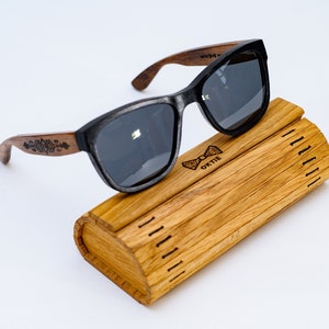 Custom Wooden Sunglasses Frame, Wood Eyeglasses, Personalized Black Sunglasses image 1