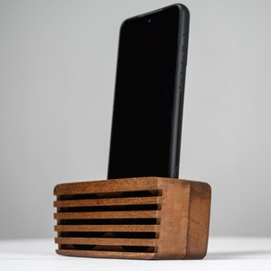 Wood Phone Stand Speaker Personalized Decor Gift - 5th Anniversary Gift for Husband