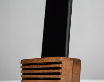 Wood Phone Stand Speaker Personalized Decor Gift - 5th Anniversary Gift for Husband