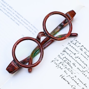 Red Wooden Glasses Frame: Round Prescription Eyeglasses
