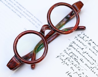 Red Wooden Glasses Frame: Round Prescription Eyeglasses