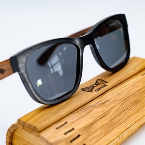 Custom Wooden Sunglasses Frame, Wood Eyeglasses, Personalized Black Sunglasses image 2