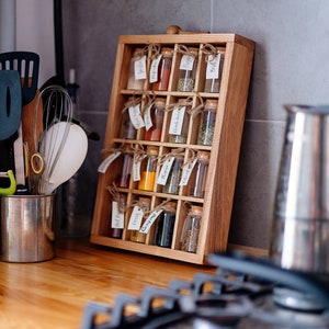 MyGift Rustic Torched Wood Spice Jar Organizer Rack with 3 Tier Stair  Design, Kitchen Countertop Seasoning and Condiment Storage Display Shelf