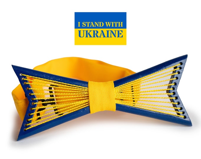 Ukraine Colors Wooden Bow Tie for Men in Personalized Wood Gift Box