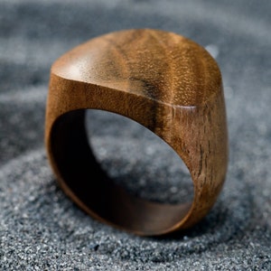 Unisex Walnut Wooden Ring for Couple Wood Rings for 5th Anniversary Gift