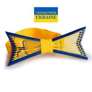 Ukraine Colors Wooden Bow Tie for Men in Personalized Wood Gift Box image 1