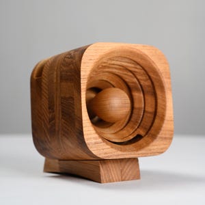 Minimalist wooden phone speaker – 5th anniversary and birthday gift