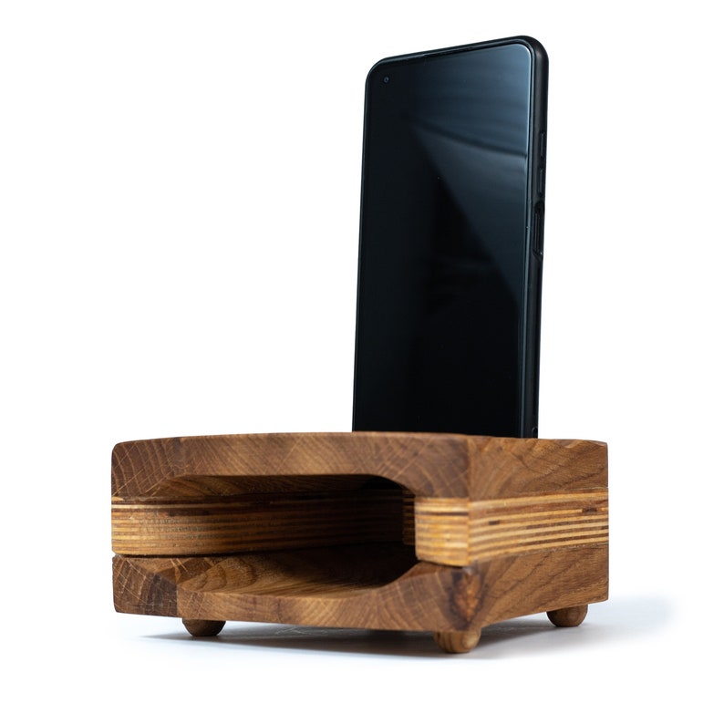 Wood Phone Stand Charging Station Anniversary gift for husband image 2