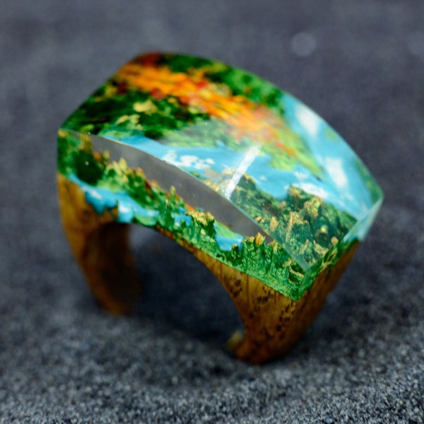 Resin Ring Personalized Jewelry - Memorial Gift Boho Jewelry - Nature Jewelry