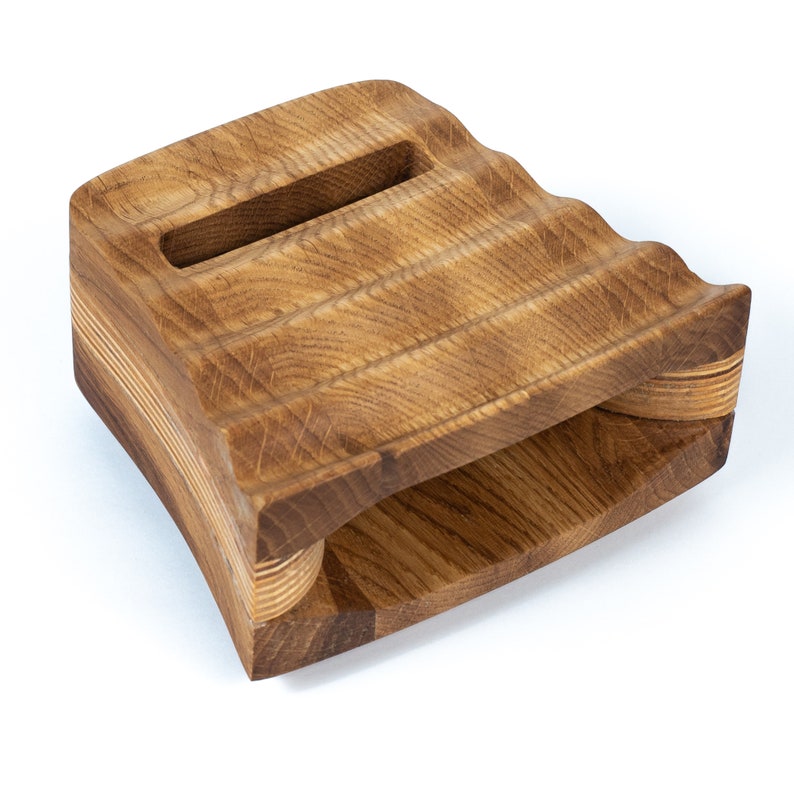 Wood Phone Stand Charging Station Anniversary gift for husband image 3