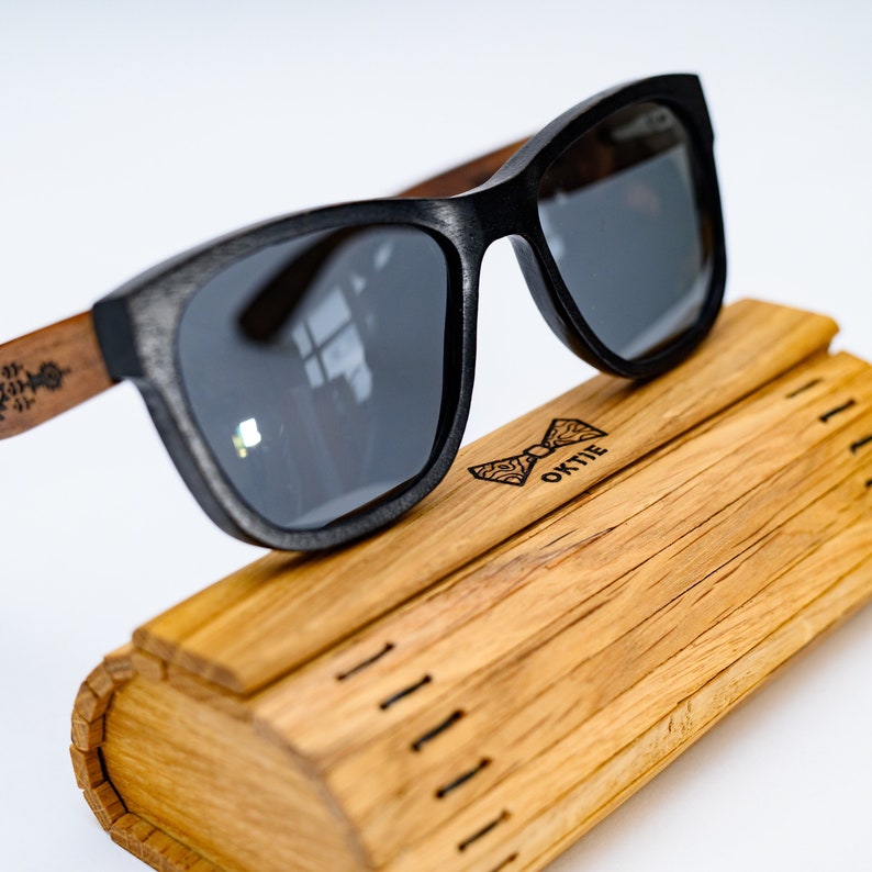 Custom Wooden Sunglasses Frame, Wood Eyeglasses, Personalized Black Sunglasses image 2