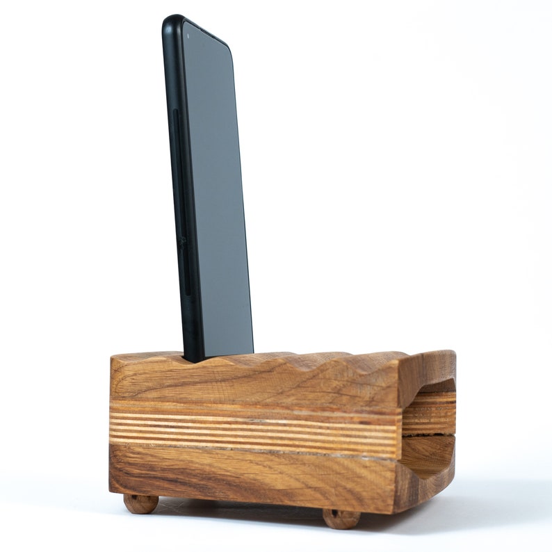 Wood Phone Stand Charging Station Anniversary gift for husband image 7