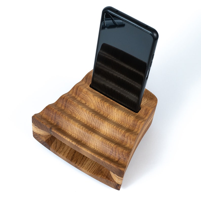 Wood Phone Stand Charging Station Anniversary gift for husband image 9