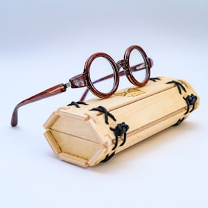 Round Shape Wooden Glasses Frame, Prescription Glasses, Reading Glasses, Computer Glasses, Red Glasses Frame image 4