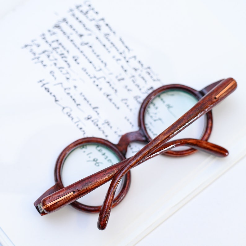 Round Shape Wooden Glasses Frame, Prescription Glasses, Reading Glasses, Computer Glasses, Red Glasses Frame image 8