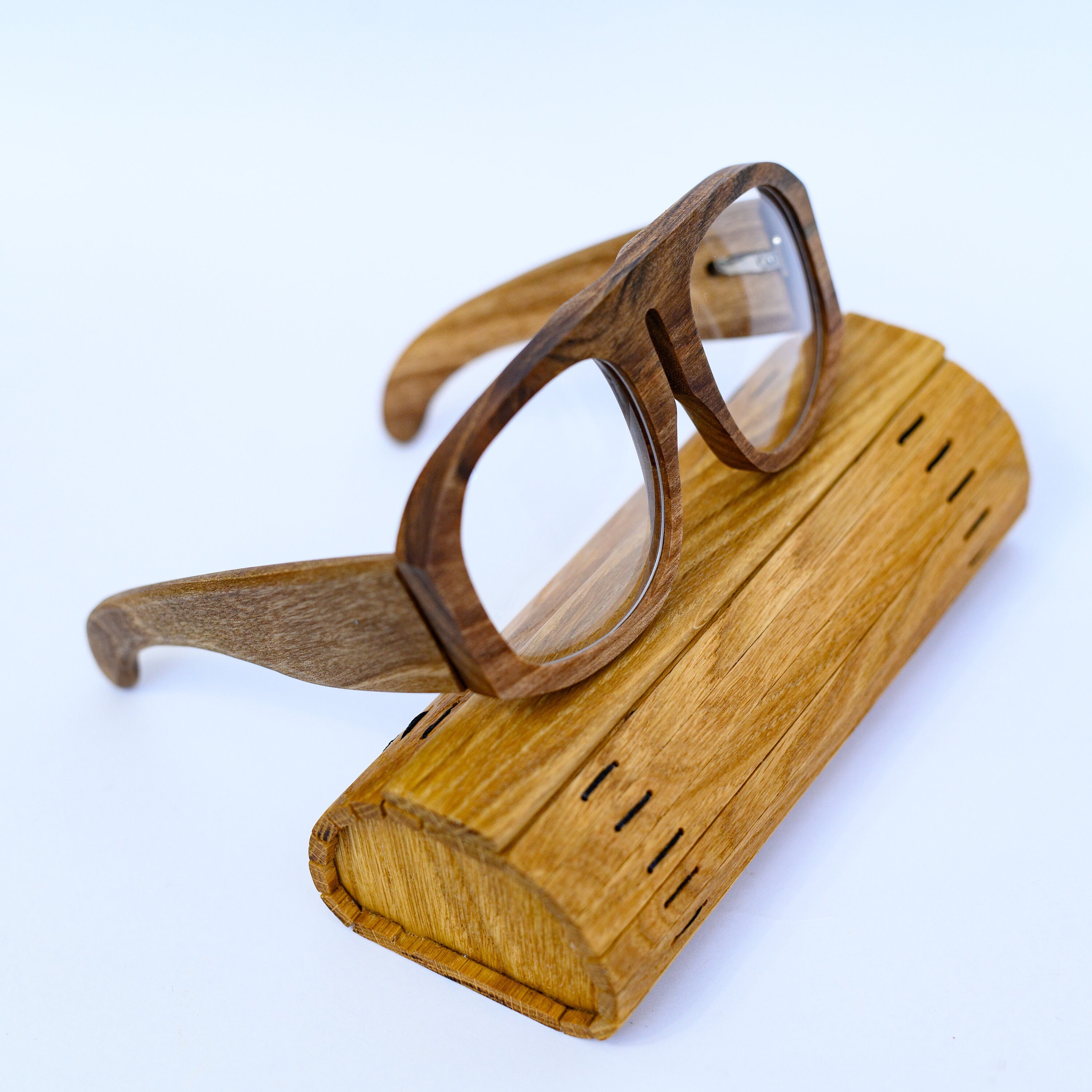 Retro Wood Grain Large Frame Transparent Glasses Egg Yolk Woodgrain Retro-Vintage Keyhole Bridge Wood  main image 4
