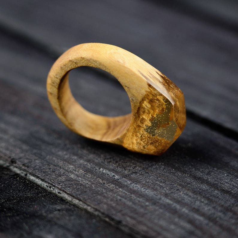 Minimalist Jewelry Wood Resin Ring Personalized Mom Gift image 2