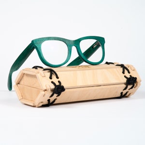 Teal Wooden Glasses Frame: Computer/Reading Eyeglasses