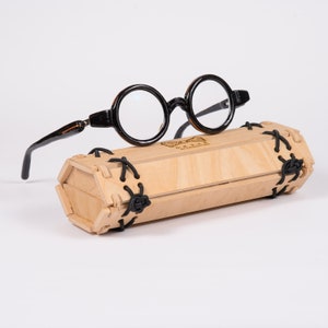 Round Shape Wooden Glasses Frame, Prescription Glasses, Reading Glasses, Computer Glasses, Black Glasses Frame image 1