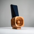 Wooden Phone Speaker Personalized 5th Anniversary Gift for Him - Passive Sound Amplifier