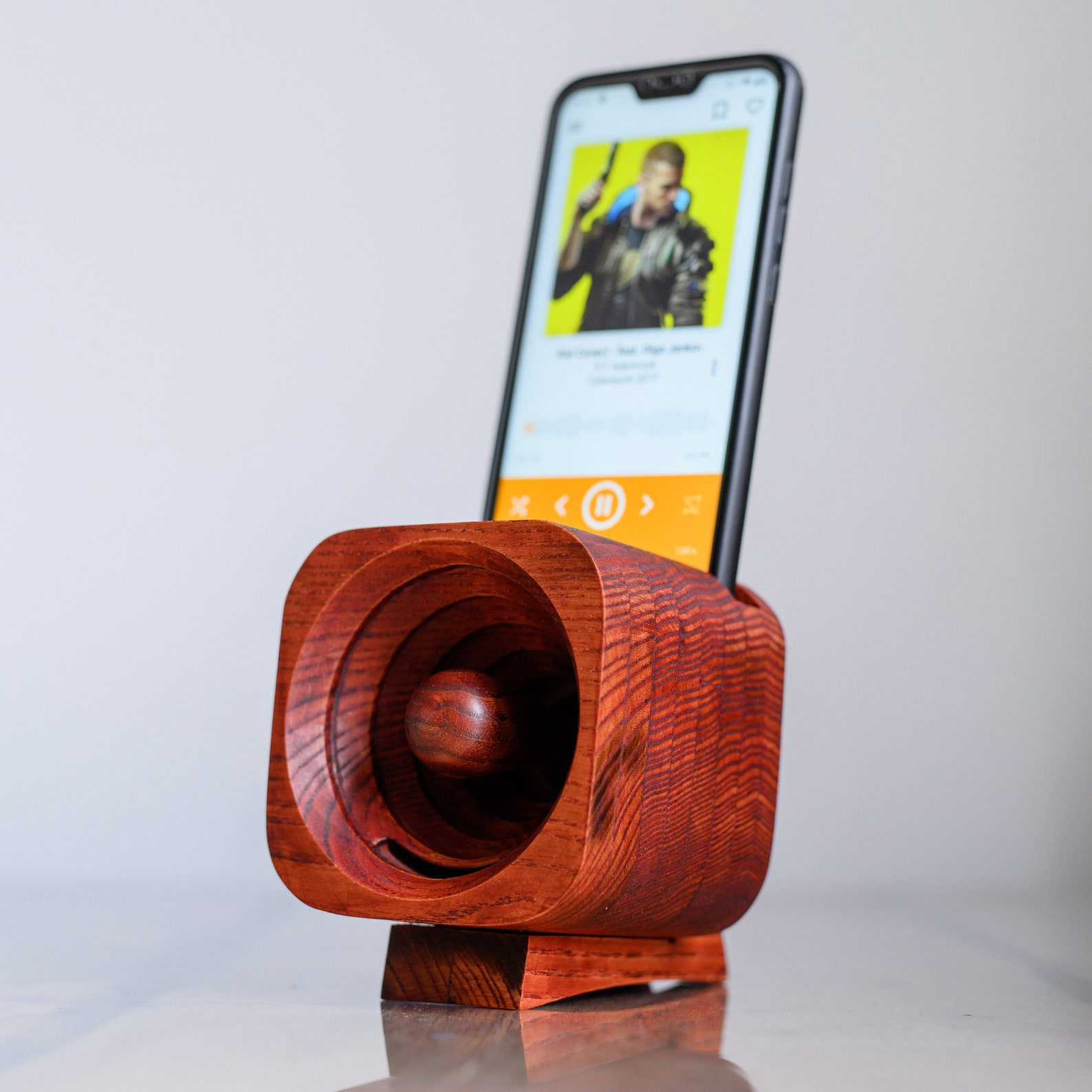 Red Wooden Phone Speaker Smartphone Acoustic Amplifier for Etsy