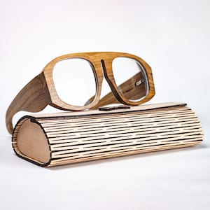 Walnut Wood Glasses Frame: Large Round Retro Style