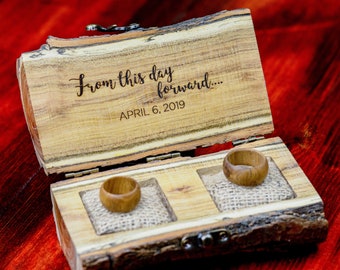 Dual Wooden Ring Box Wedding Ring Box Proposal Ring Box Rustic Two Ring Box Engagement Ring Box