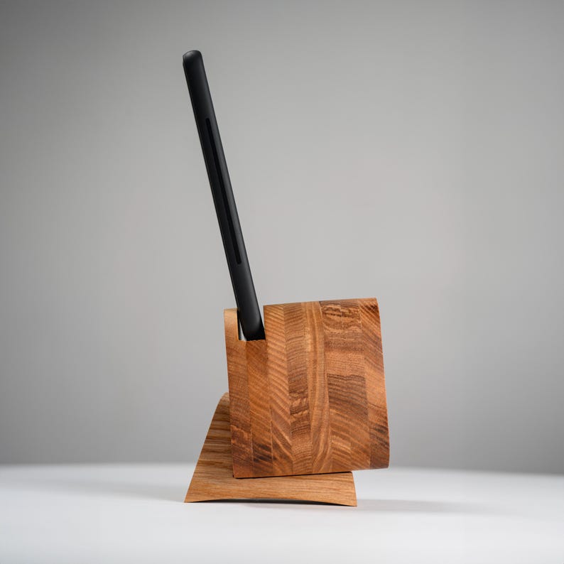 Smooth ash wood phone holder – personalized charging dock station