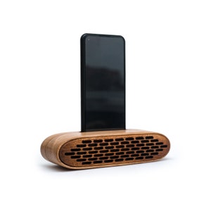 Cellphone Speaker Charging Station, Phone Stand Docking Station, Birthday Gift for Husband Light Ash Wood