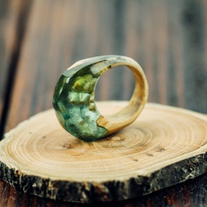 Wooden Resin Ring, Unique Custom Ring Personalized Anniversary Gifts image 6