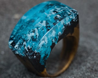 Aurora Borealis-harsring: handgemaakte eikenhouten band