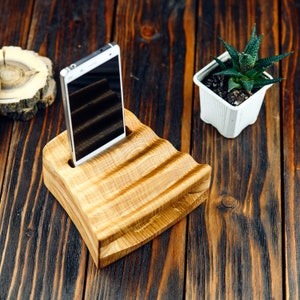 Wood Phone Stand Charging Station Anniversary gift for husband image 10