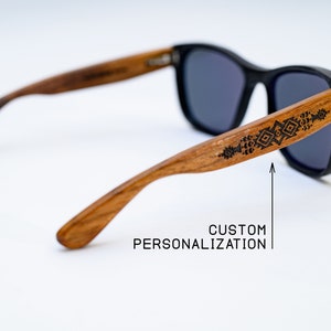 Custom Wooden Sunglasses Frame, Wood Eyeglasses, Personalized Black Sunglasses image 7